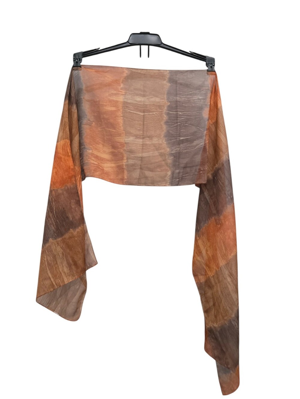 Lightweight Ombre Striped Scarf in Burnt Orange and Brown - Picture 2 of 3